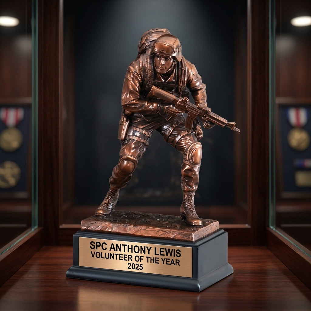 Military Trophy Award | Personalized | Custom Engraved | Retirement Gift | Service Award | Promotion | Veterans Day - View 4