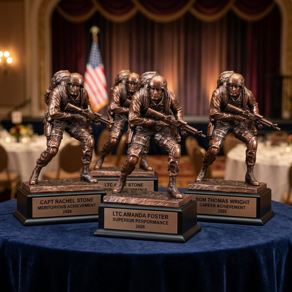 Military Trophy Award | Personalized | Custom Engraved | Retirement Gift | Service Award | Promotion | Veterans Day - View 6