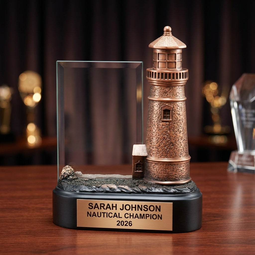Nautical Award Trophy | Personalized Lighthouse | Custom Engraved | Team Awards | Sailing Trophy - View 2
