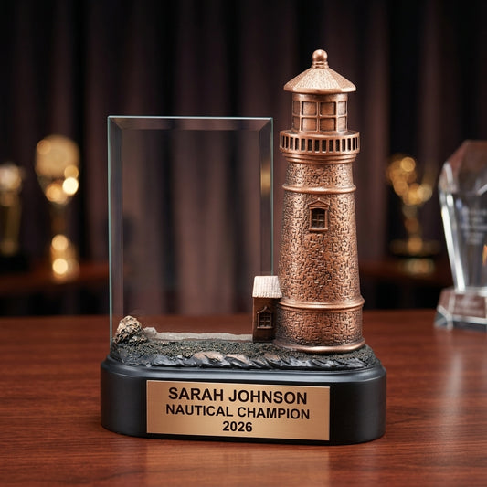 Nautical Award Trophy | Personalized Lighthouse | Custom Engraved | Team Awards | Sailing Trophy - View 2
