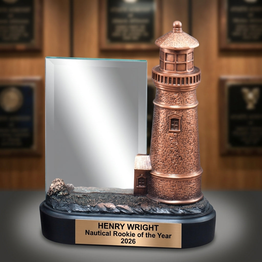 Nautical Award Trophy | Personalized Lighthouse | Custom Engraved | Team Awards | Sailing Trophy - View 3