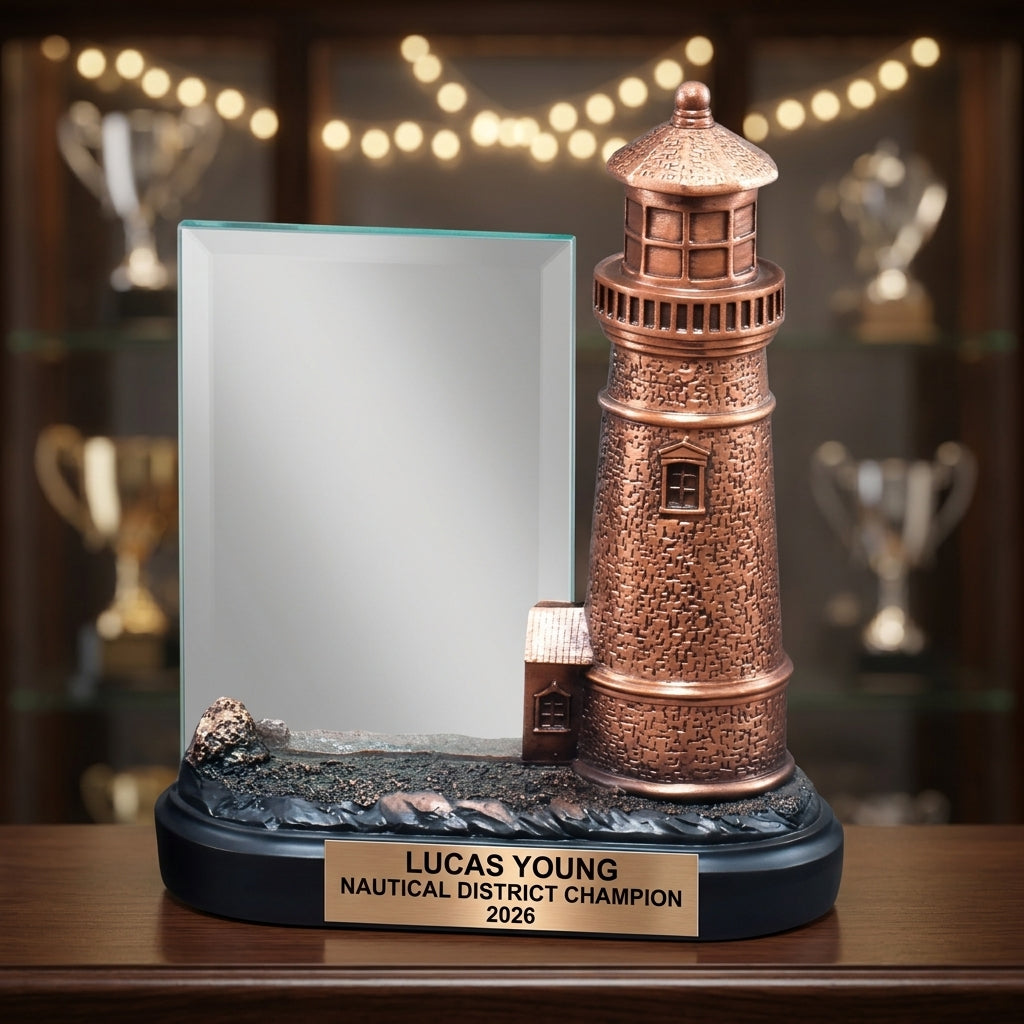 Nautical Award Trophy | Personalized Lighthouse | Custom Engraved | Team Awards | Sailing Trophy - View 4