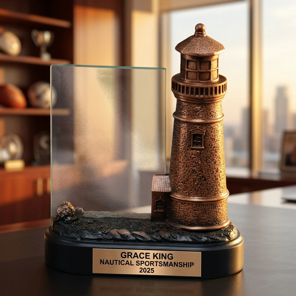 Nautical Award Trophy | Personalized Lighthouse | Custom Engraved | Team Awards | Sailing Trophy - View 5