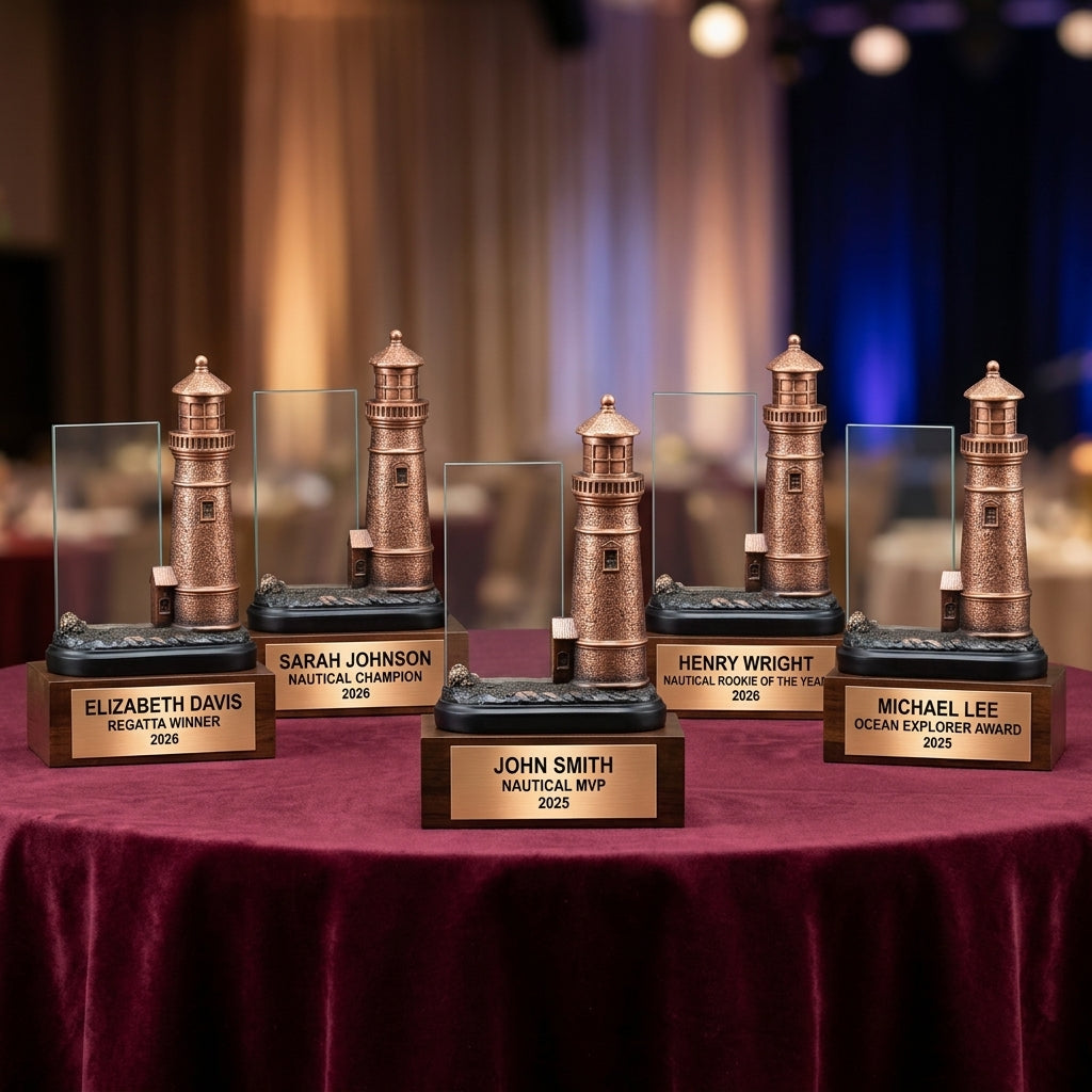 Nautical Award Trophy | Personalized Lighthouse | Custom Engraved | Team Awards | Sailing Trophy - View 6