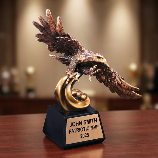 Patriotic Award Trophy | Personalized Eagle | Custom Engraved | American Pride | Military Gift | Retirement Award - View 2