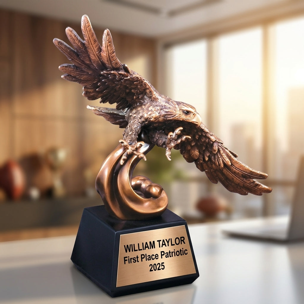 Patriotic Award Trophy | Personalized Eagle | Custom Engraved | American Pride | Military Gift | Retirement Award - View 5