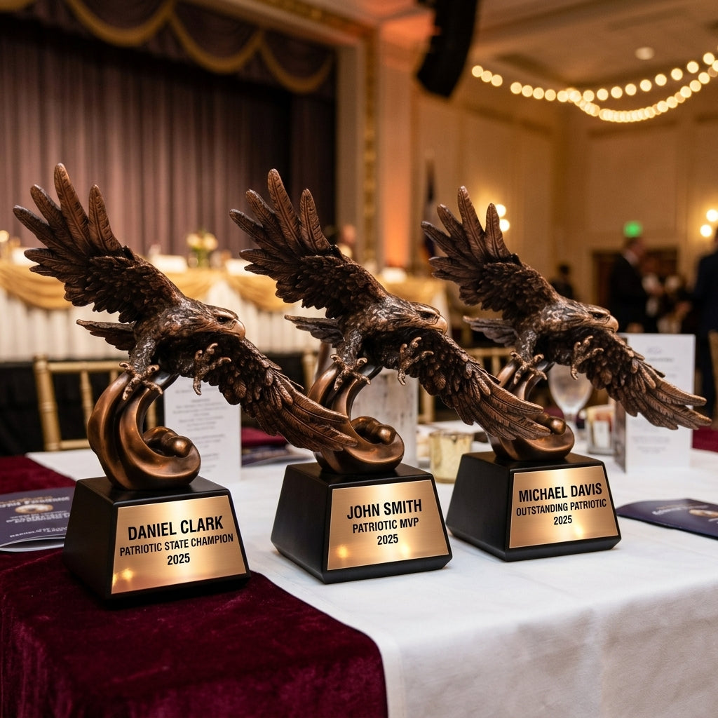 Patriotic Award Trophy | Personalized Eagle | Custom Engraved | American Pride | Military Gift | Retirement Award - View 6