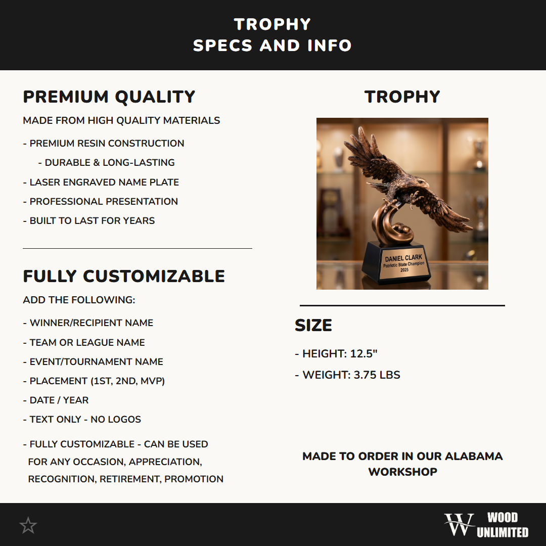 Patriotic Award Trophy | Personalized Eagle | Custom Engraved | American Pride | Military Gift | Retirement Award