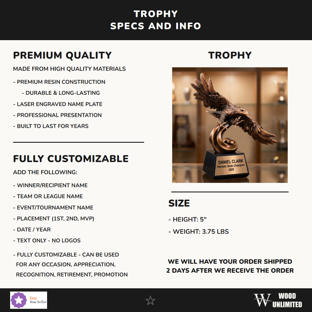 Patriotic Victory Resin Trophy 5"