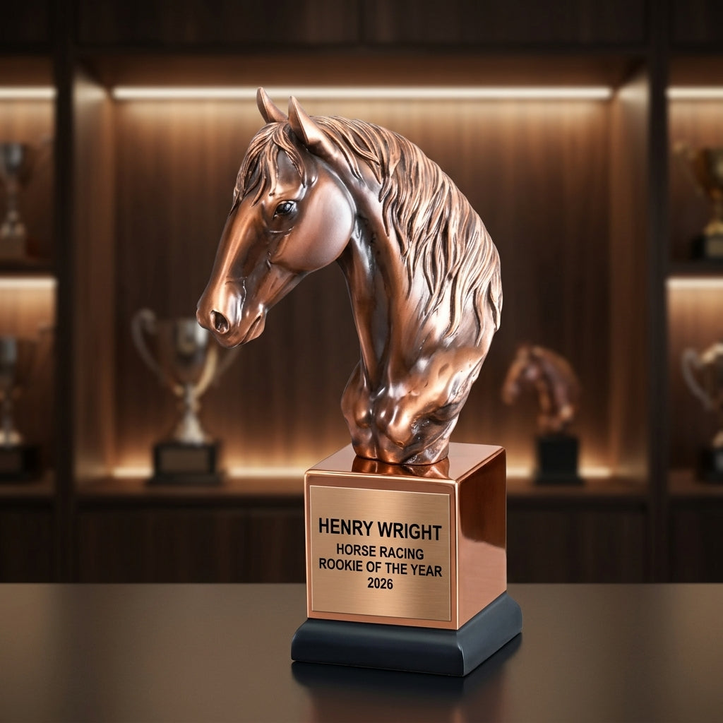 Horse Racing Trophy Award | Personalized Gift | Custom Engraved | Horse Head Trophy | Equestrian Award | Horse Lover Gift - View 1