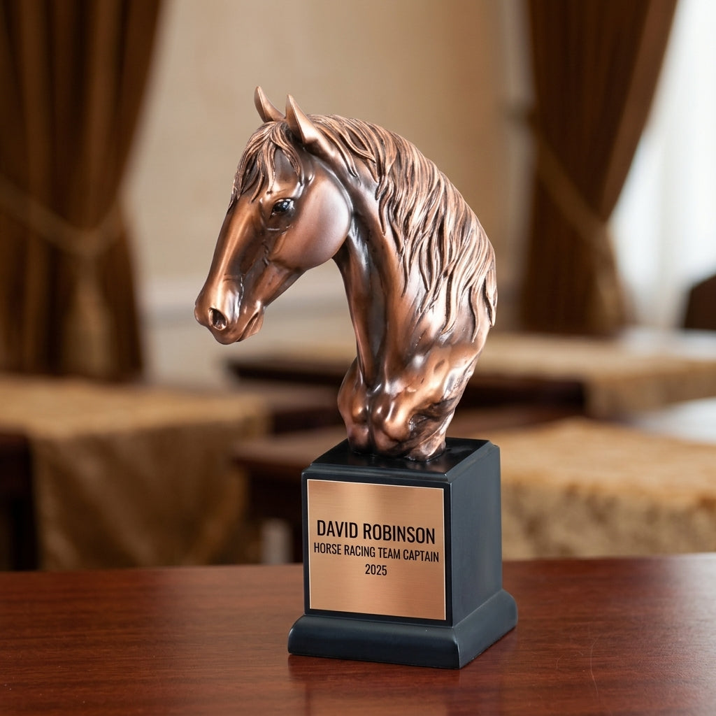 Horse Racing Trophy Award | Personalized Gift | Custom Engraved | Horse Head Trophy | Equestrian Award | Horse Lover Gift - View 2