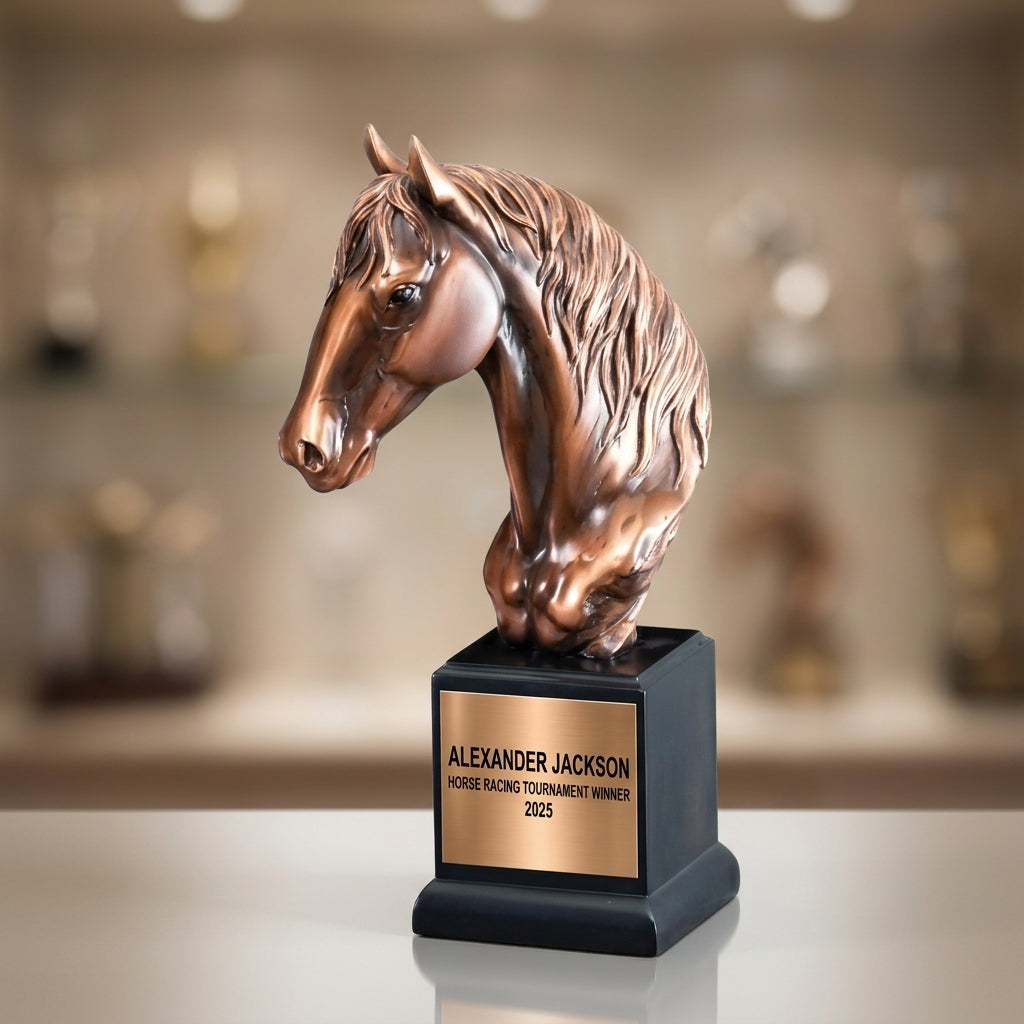 Horse Racing Trophy Award | Personalized Gift | Custom Engraved | Horse Head Trophy | Equestrian Award | Horse Lover Gift - View 4