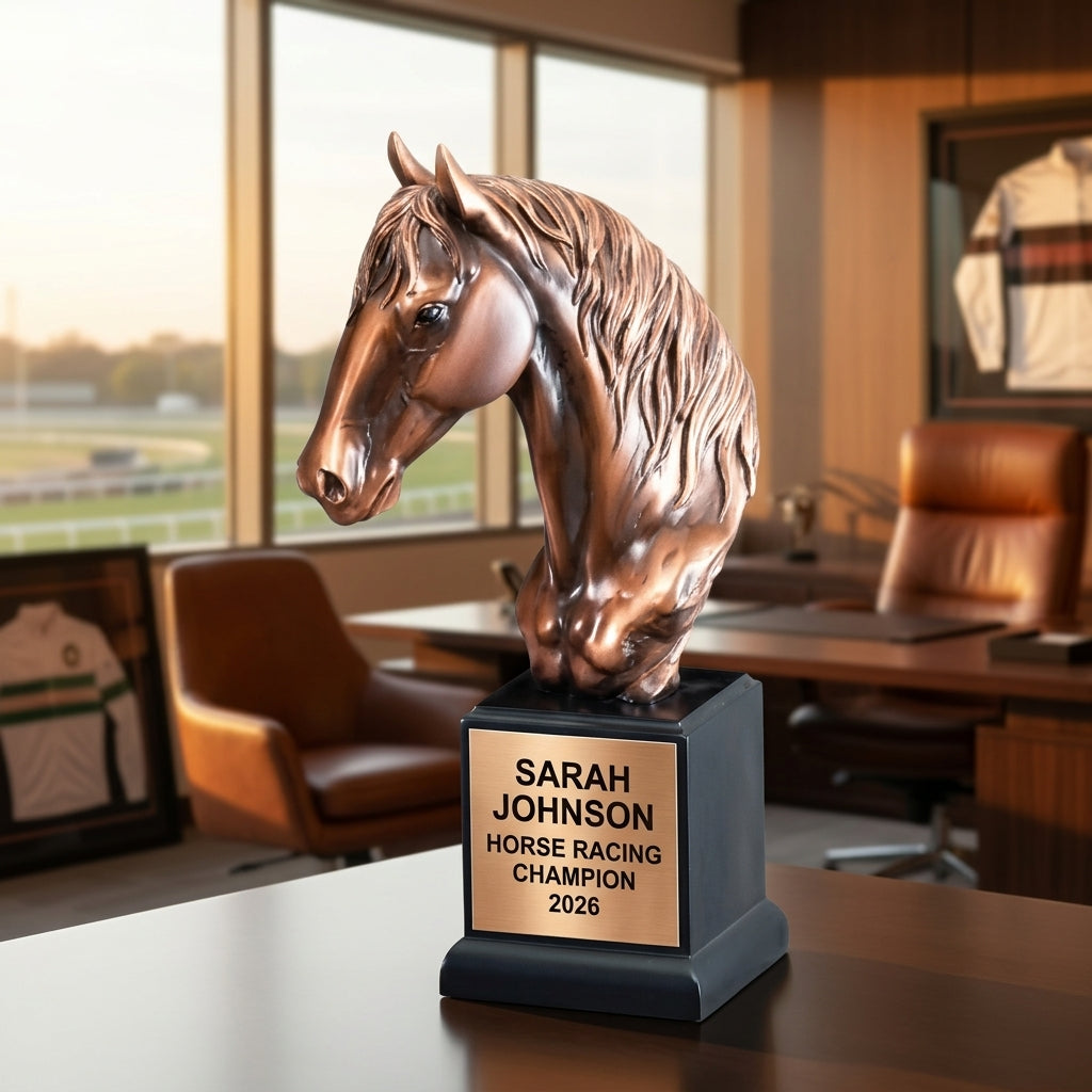 Horse Racing Trophy Award | Personalized Gift | Custom Engraved | Horse Head Trophy | Equestrian Award | Horse Lover Gift - View 5