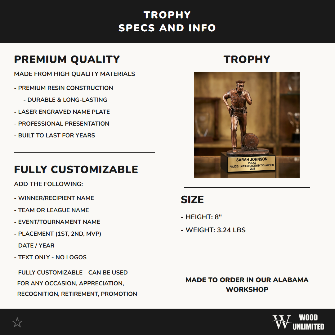 Personalized | Police / Law Enforcement Award | Custom Engraved | Police Officer | Law Enforcement | Custom Trophy | Engraved Award