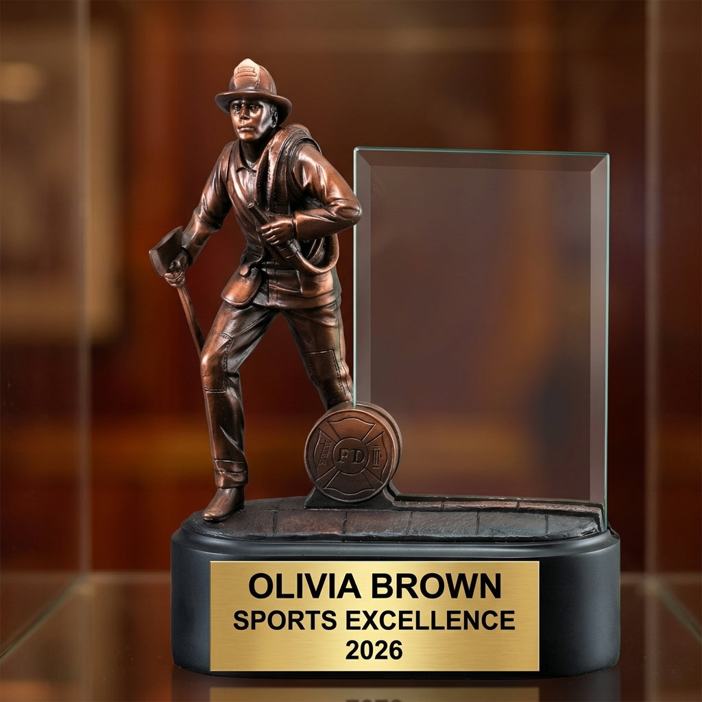 Personalized | Firefighter Award | Custom Engraved | Firefighter Trophy | Fire Department Award | First Responder Gift - View 1