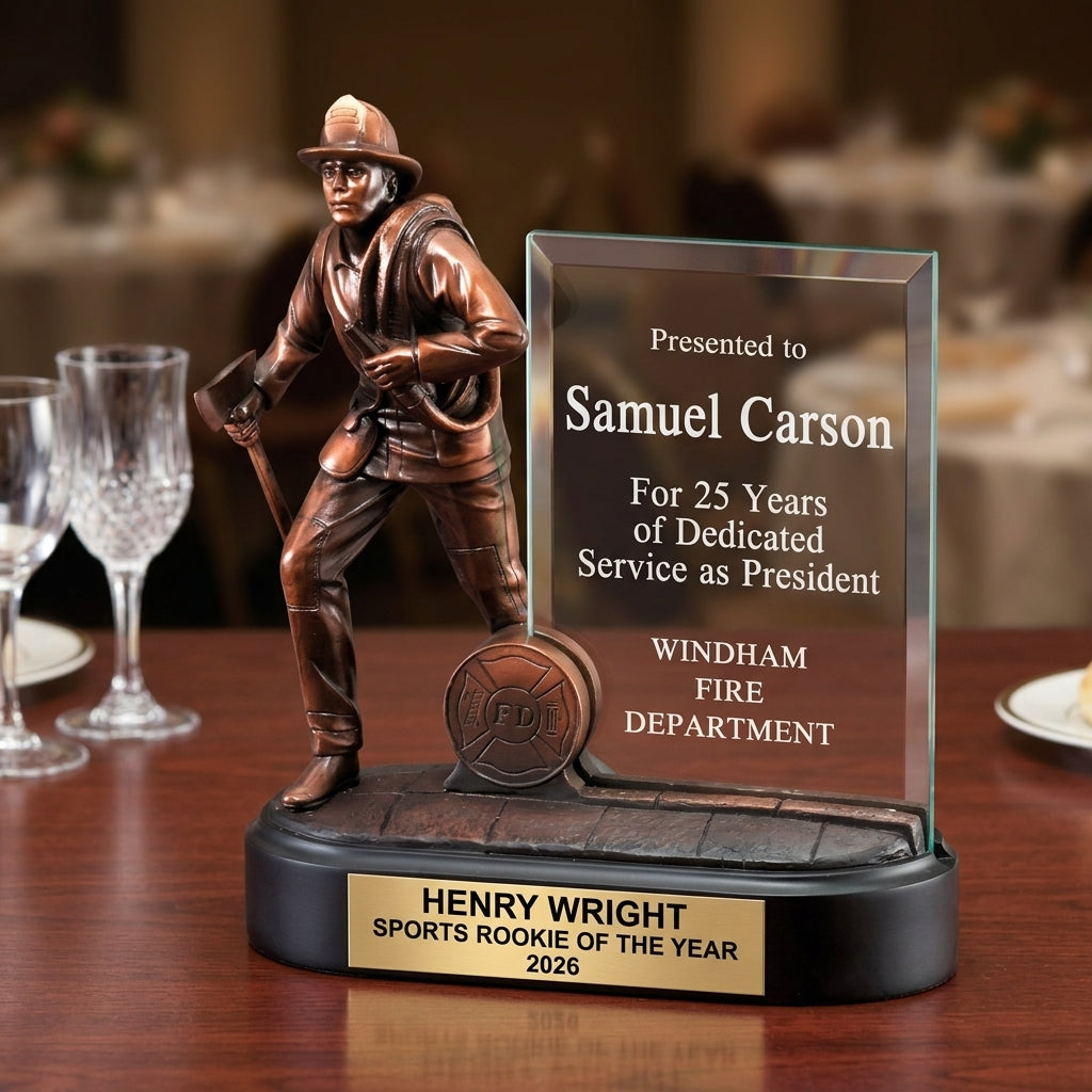Personalized | Firefighter Award | Custom Engraved | Firefighter Trophy | Fire Department Award | First Responder Gift - View 2