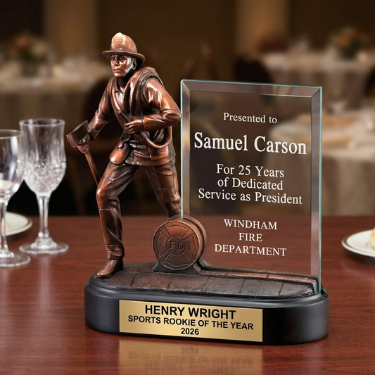 Personalized | Firefighter Award | Custom Engraved | Firefighter Trophy | Fire Department Award | First Responder Gift - View 2