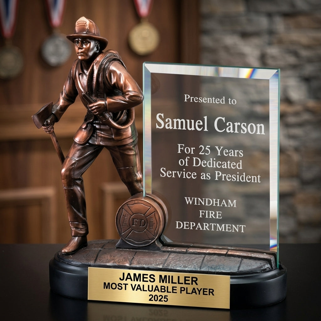 Personalized | Firefighter Award | Custom Engraved | Firefighter Trophy | Fire Department Award | First Responder Gift - View 3