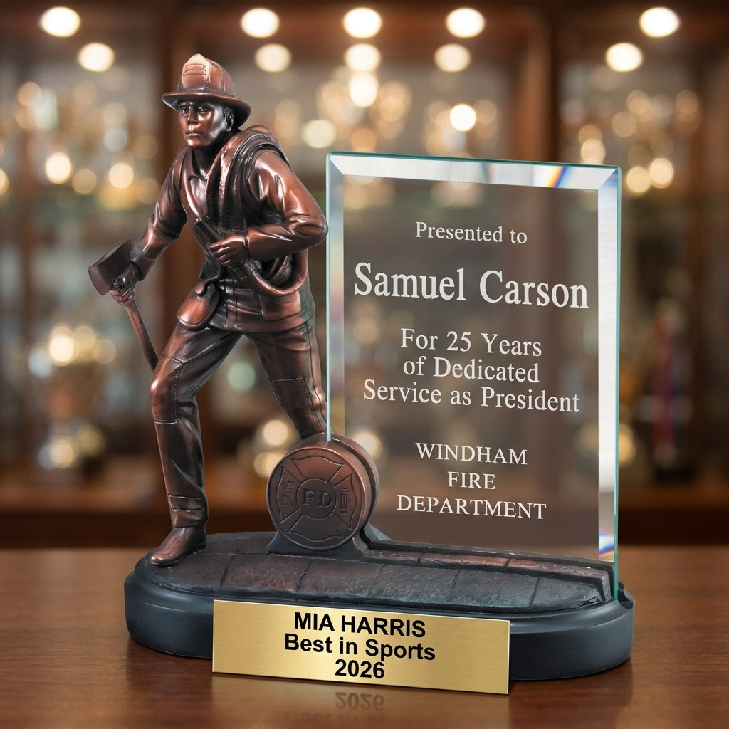 Personalized | Firefighter Award | Custom Engraved | Firefighter Trophy | Fire Department Award | First Responder Gift - View 4