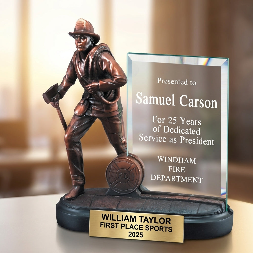 Personalized | Firefighter Award | Custom Engraved | Firefighter Trophy | Fire Department Award | First Responder Gift - View 5