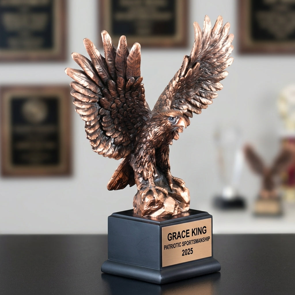 Patriotic Eagle Award Trophy | Personalized | Custom Engraved | Patriotic Gift | American Pride | Military Appreciation - View 3