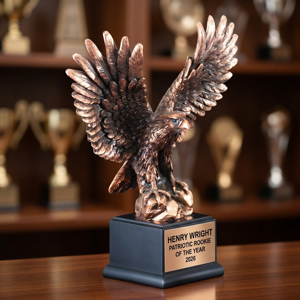 Patriotic Eagle Award Trophy | Personalized | Custom Engraved | Patriotic Gift | American Pride | Military Appreciation - View 4