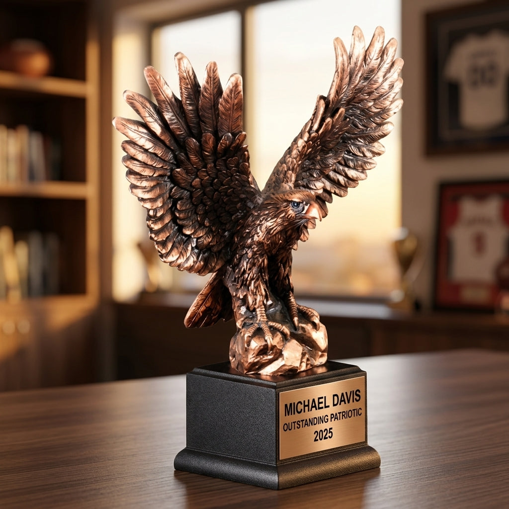 Patriotic Eagle Award Trophy | Personalized | Custom Engraved | Patriotic Gift | American Pride | Military Appreciation - View 5