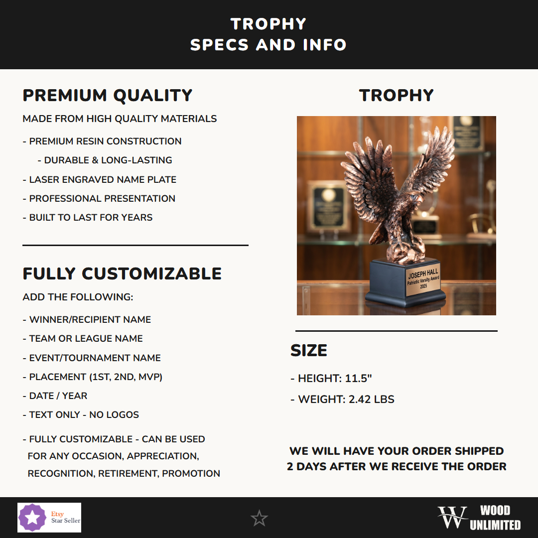 Patriotic Victory Resin Trophy 11.5"