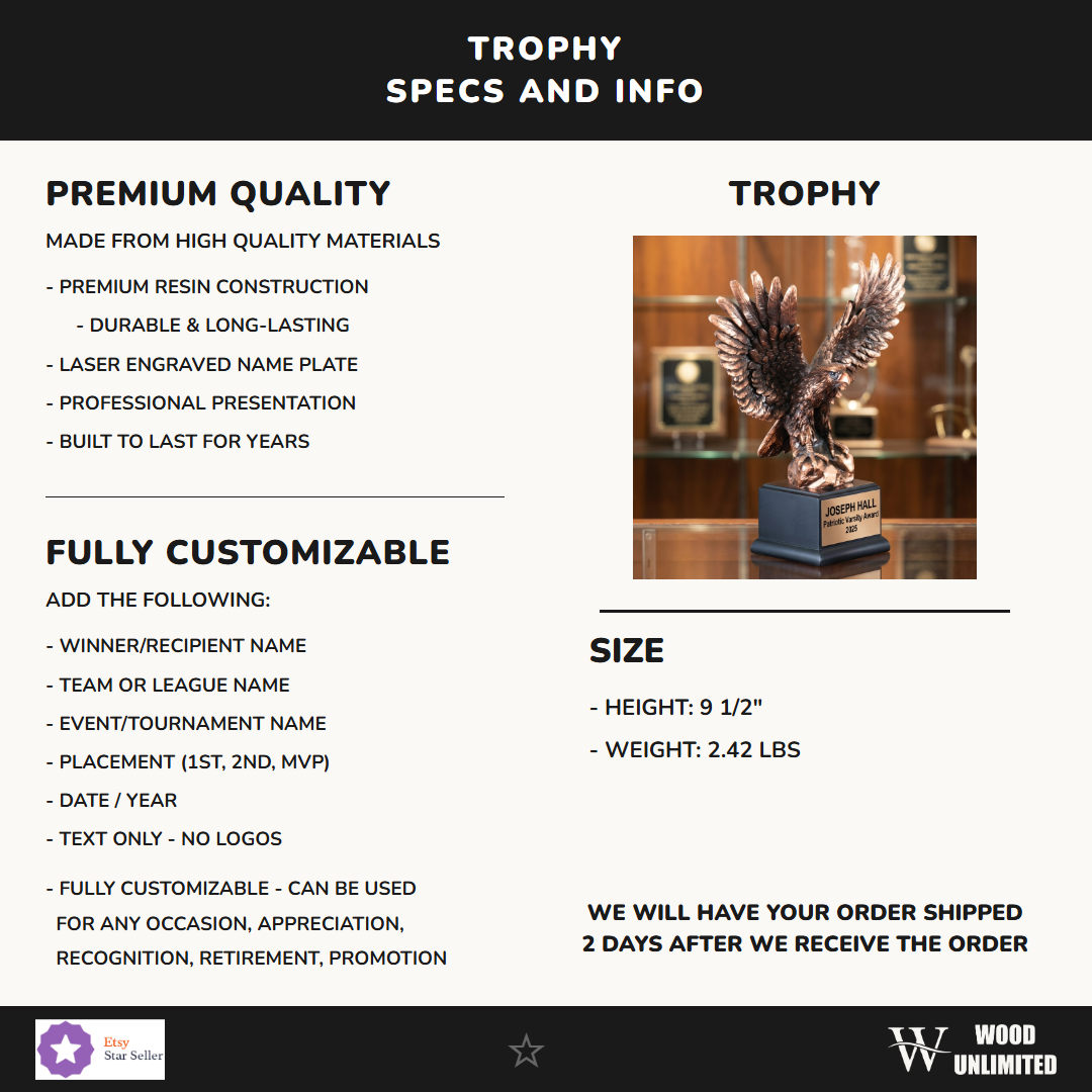 Patriotic Victory Resin Trophy 9 1/2"