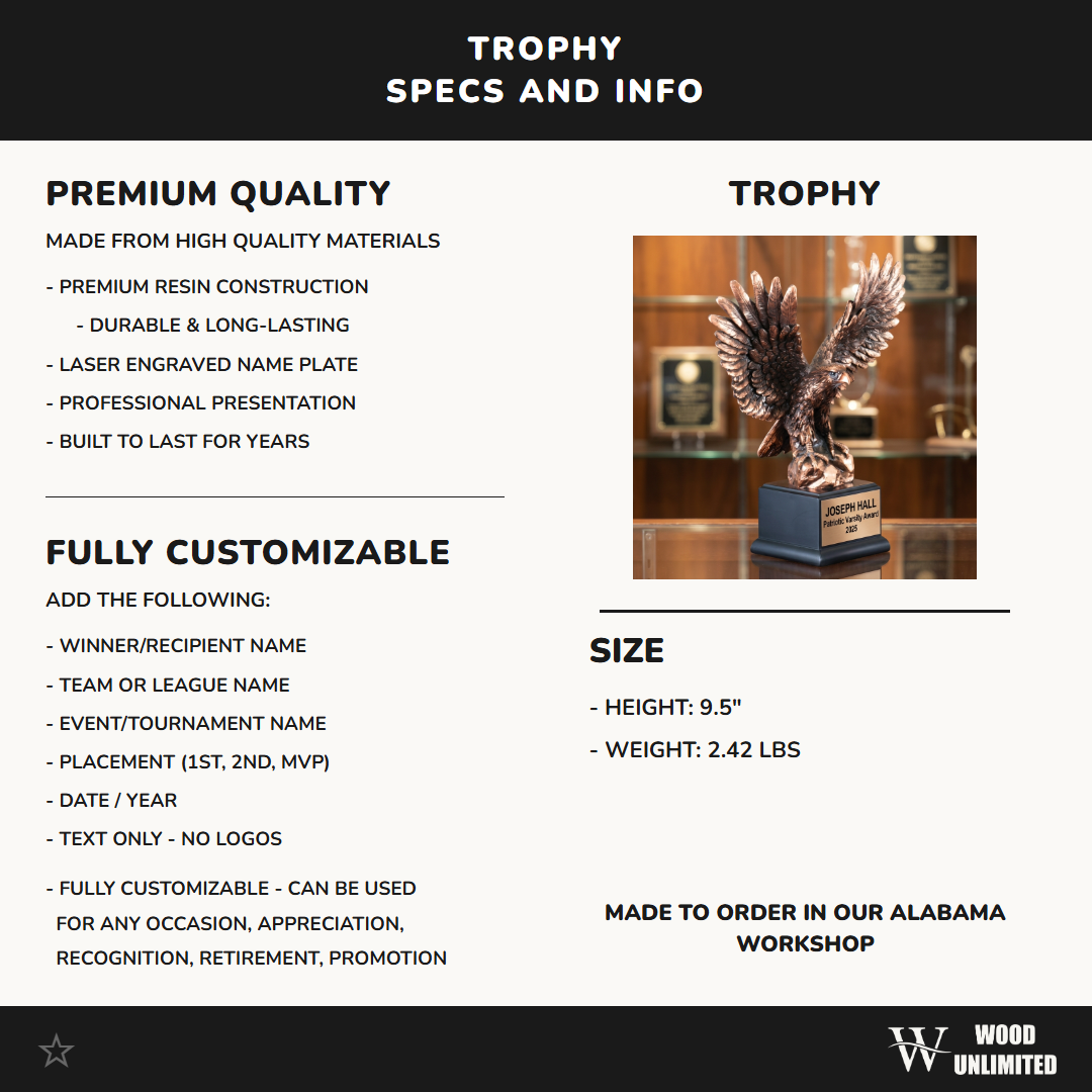 Patriotic Eagle Award Trophy | Personalized | Custom Engraved | Patriotic Gift | American Pride | Military Appreciation