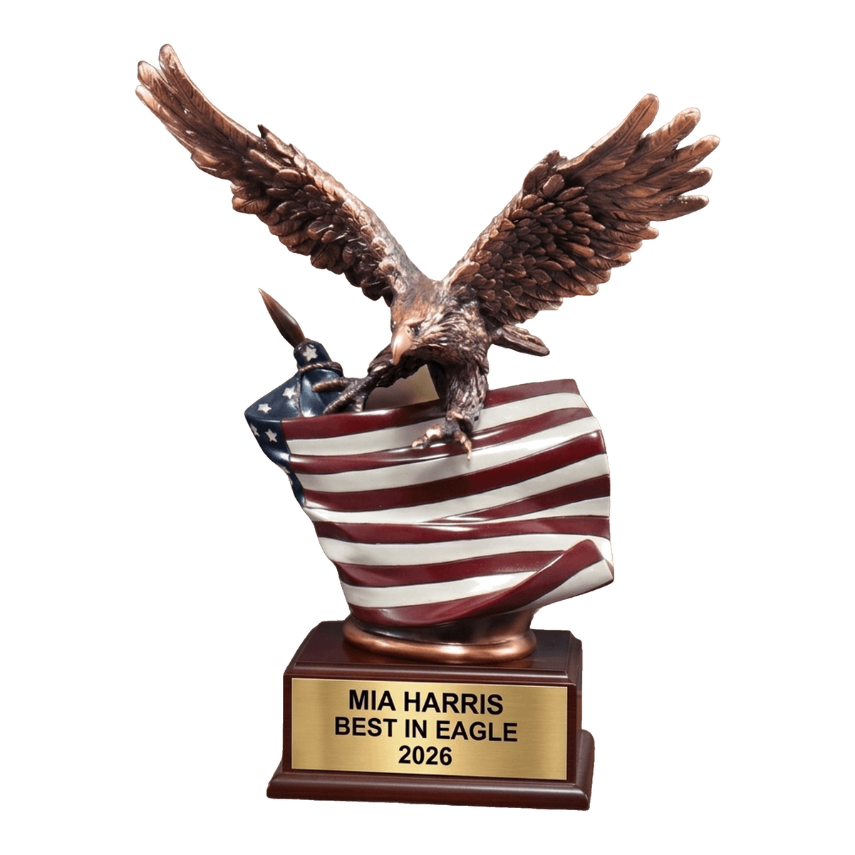 Personalized | Patriotic Award | Custom Engraved | Military Award | Veteran Gift | Eagle Trophy | American Flag | Engraved Gift
