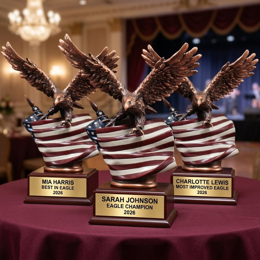 Personalized | Patriotic Award | Custom Engraved | Military Award | Veteran Gift | Eagle Trophy | American Flag | Engraved Gift - View 6