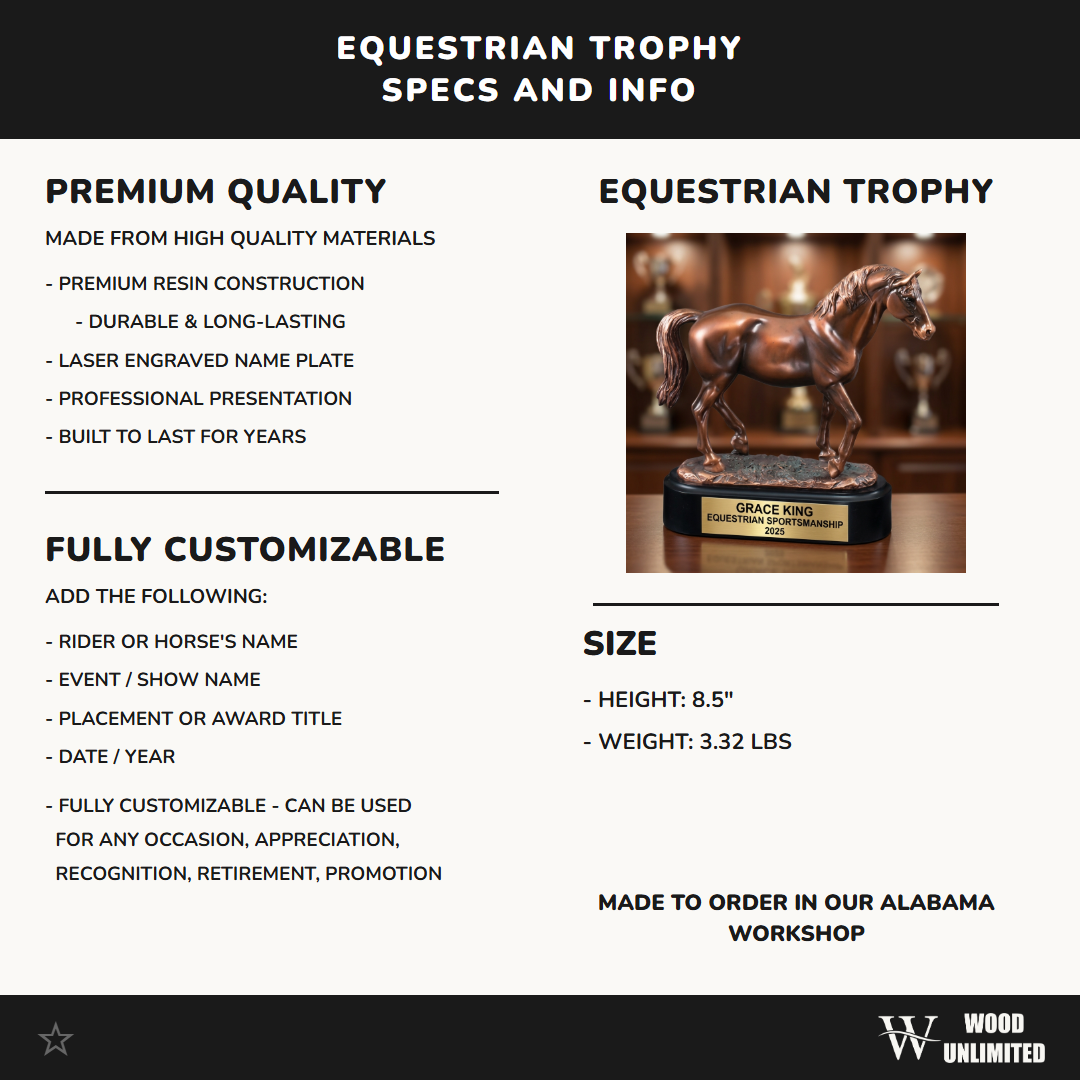Personalized | Equestrian Award | Custom Engraved | Horse Trophy | Horse Riding | Show Jumping | Dressage | Champion Gift | Trainer Gift