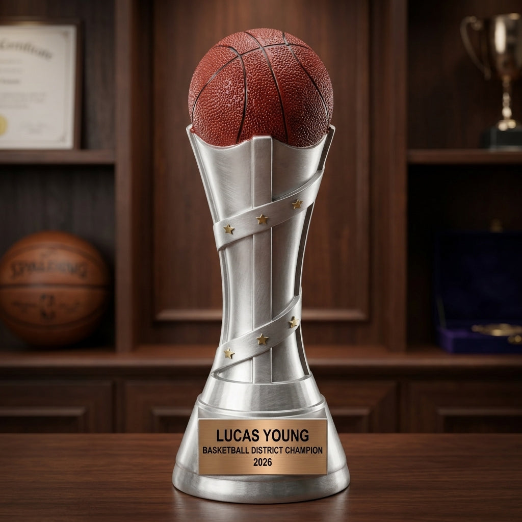 Basketball Award Trophy | Personalized Basketball Gift | Custom Engraved | Basketball Coach Gift | Basketball Team Award | End of Season - View 3