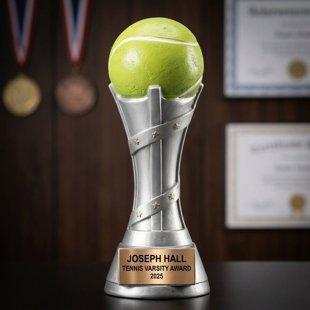 Tennis Award Trophy | Personalized | Custom Engraved | Tennis Champion | Player Gift | Tennis Coach Gift | Team Awards - View 3
