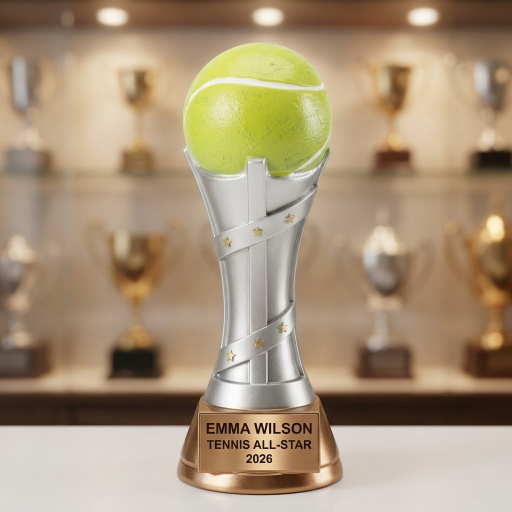 Tennis Award Trophy | Personalized | Custom Engraved | Tennis Champion | Player Gift | Tennis Coach Gift | Team Awards - View 4