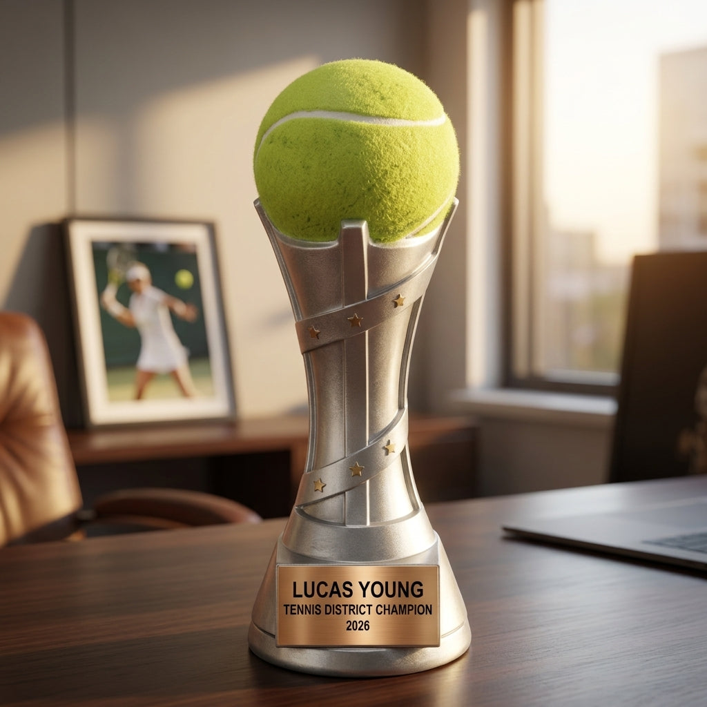 Tennis Award Trophy | Personalized | Custom Engraved | Tennis Champion | Player Gift | Tennis Coach Gift | Team Awards - View 5