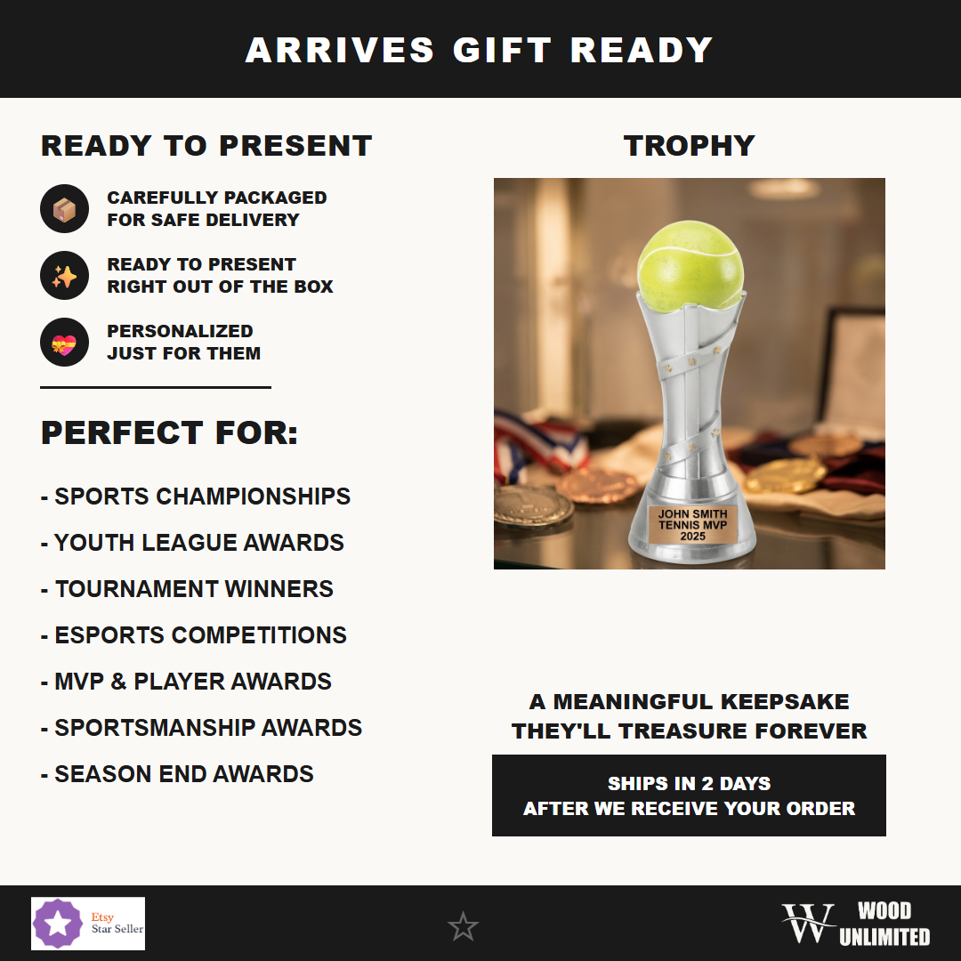 Tennis Trophy Award Gift Ready — perfect for the occasion