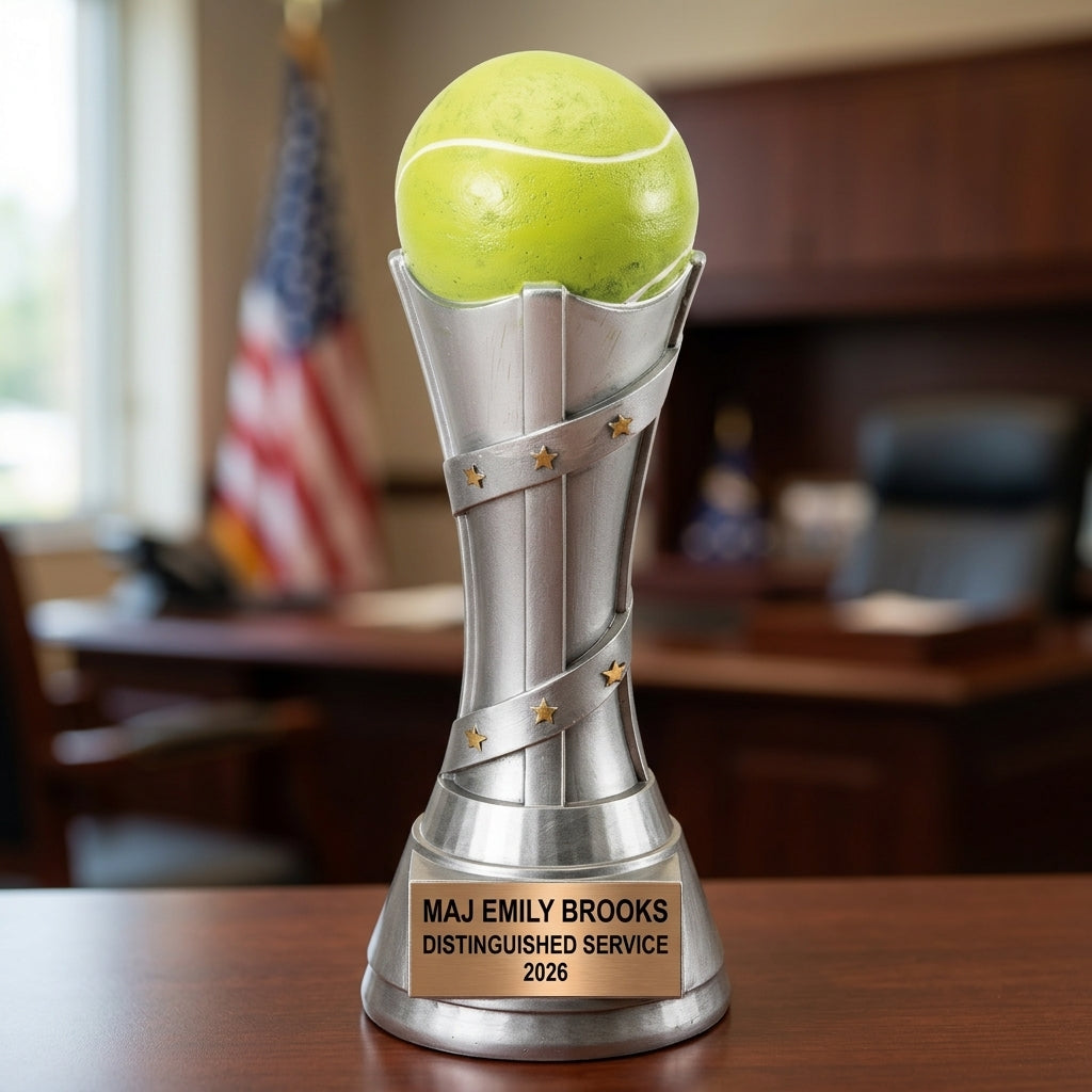 Tennis Trophy Award | Personalized Tennis Gift | Custom Engraved Name Plate | Tennis Champion Award | Tennis Player Gift - View 1