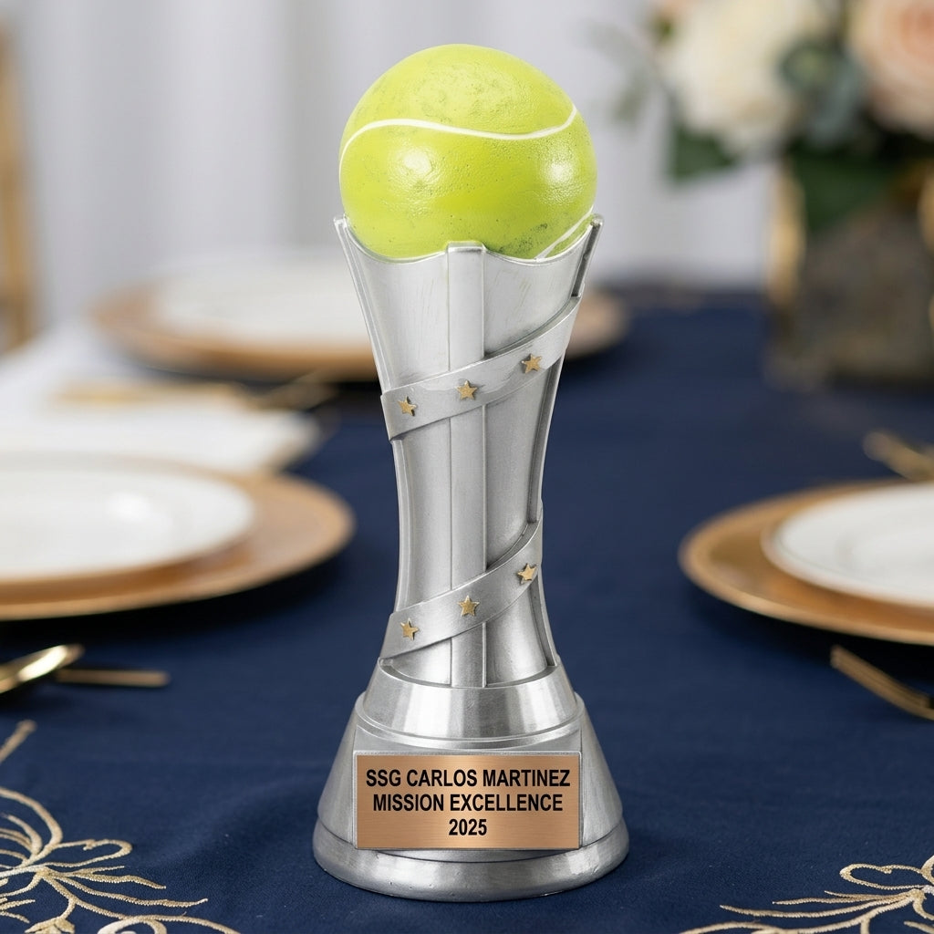 Tennis Trophy Award | Personalized Tennis Gift | Custom Engraved Name Plate | Tennis Champion Award | Tennis Player Gift - View 2