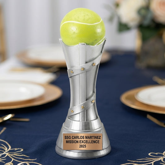 Tennis Trophy Award | Personalized Tennis Gift | Custom Engraved Name Plate | Tennis Champion Award | Tennis Player Gift - View 2
