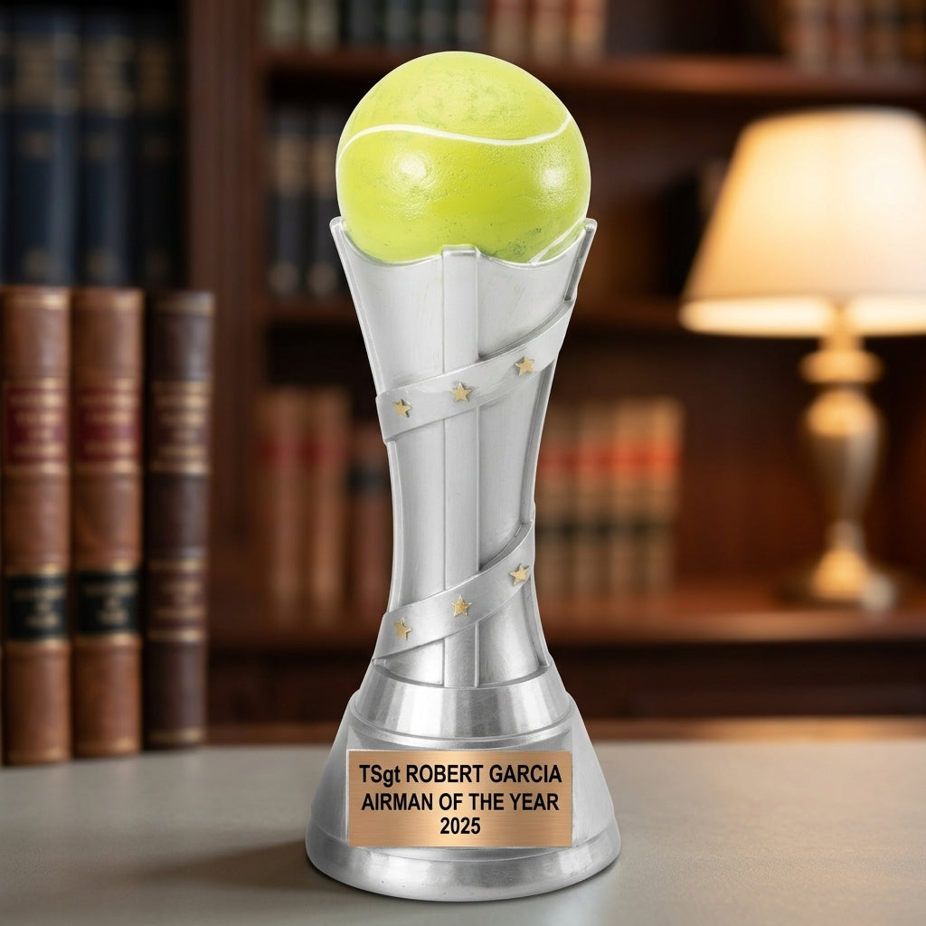 Tennis Trophy Award | Personalized Tennis Gift | Custom Engraved Name Plate | Tennis Champion Award | Tennis Player Gift - View 3