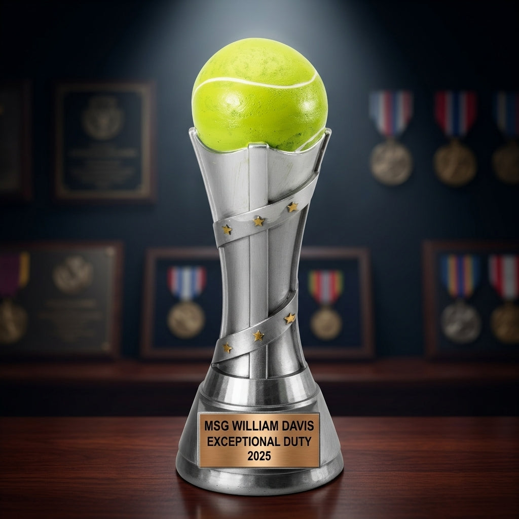 Tennis Trophy Award | Personalized Tennis Gift | Custom Engraved Name Plate | Tennis Champion Award | Tennis Player Gift - View 4