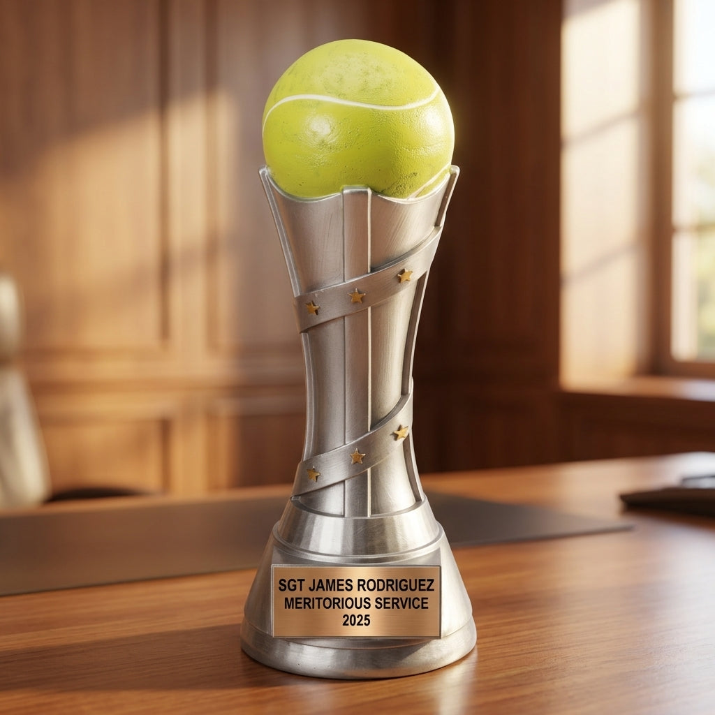 Tennis Trophy Award | Personalized Tennis Gift | Custom Engraved Name Plate | Tennis Champion Award | Tennis Player Gift - View 5