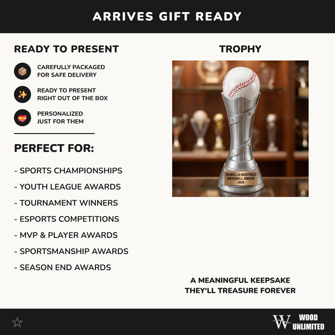 Baseball Award Trophy | Personalized Baseball Gift | Custom Engraved Baseball Trophy | Baseball MVP Award | Baseball Team Trophy