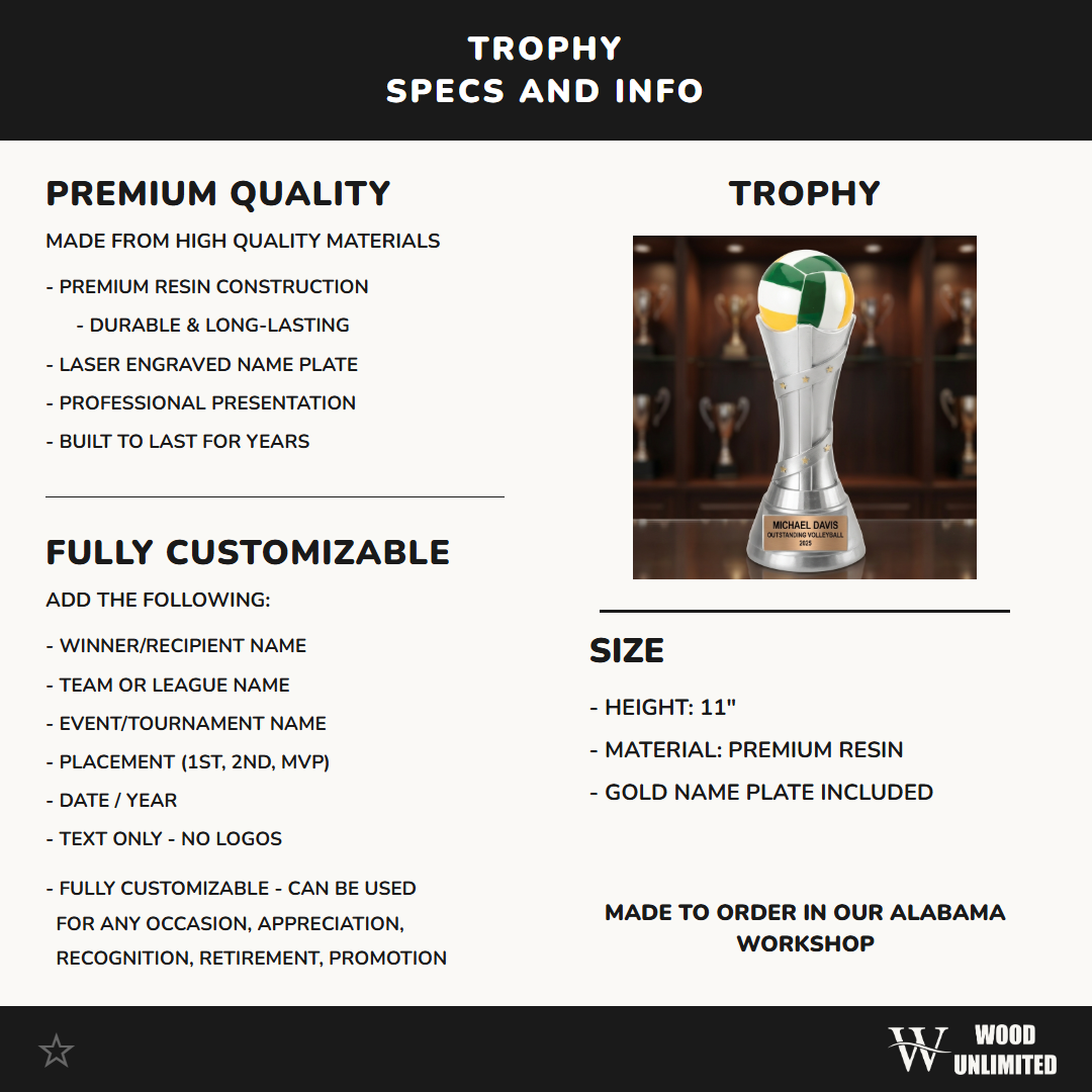 Volleyball Trophy Award | Personalized | Custom Engraved | Volleyball Gift | MVP Award | Team Award | Volleyball Gifts