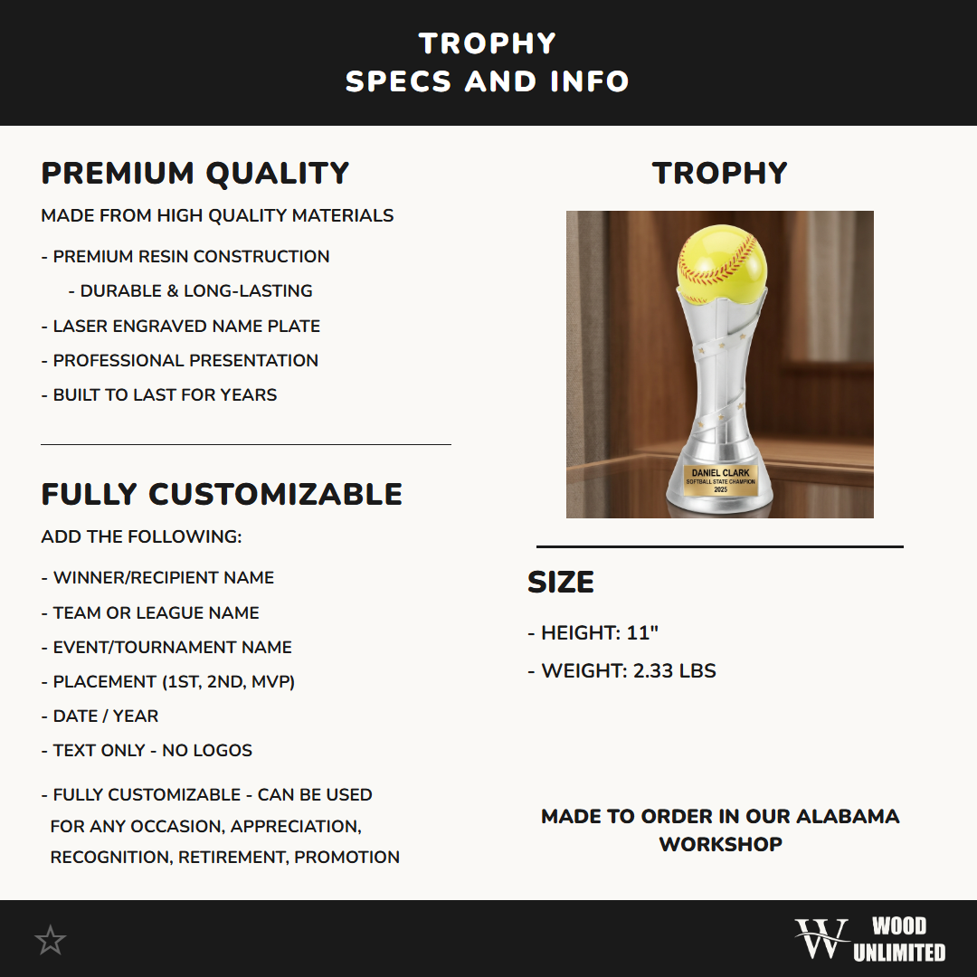 Personalized | Softball Award | Custom Engraved | Softball Trophy | Personalized Award | Engraved Gift | Team Champion | MVP Award