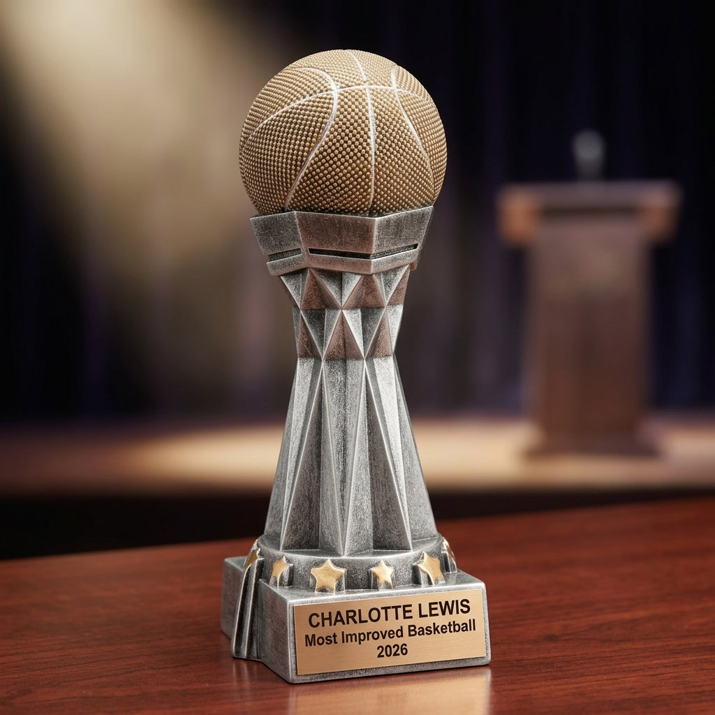 Basketball Award Trophy | Personalized | Custom Engraved Name Plate | Basketball Gift | Sports Award | Team Trophy - View 2