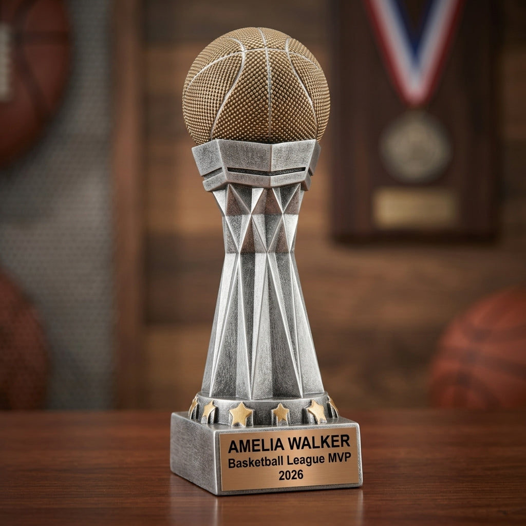 Basketball Award Trophy | Personalized | Custom Engraved Name Plate | Basketball Gift | Sports Award | Team Trophy - View 3