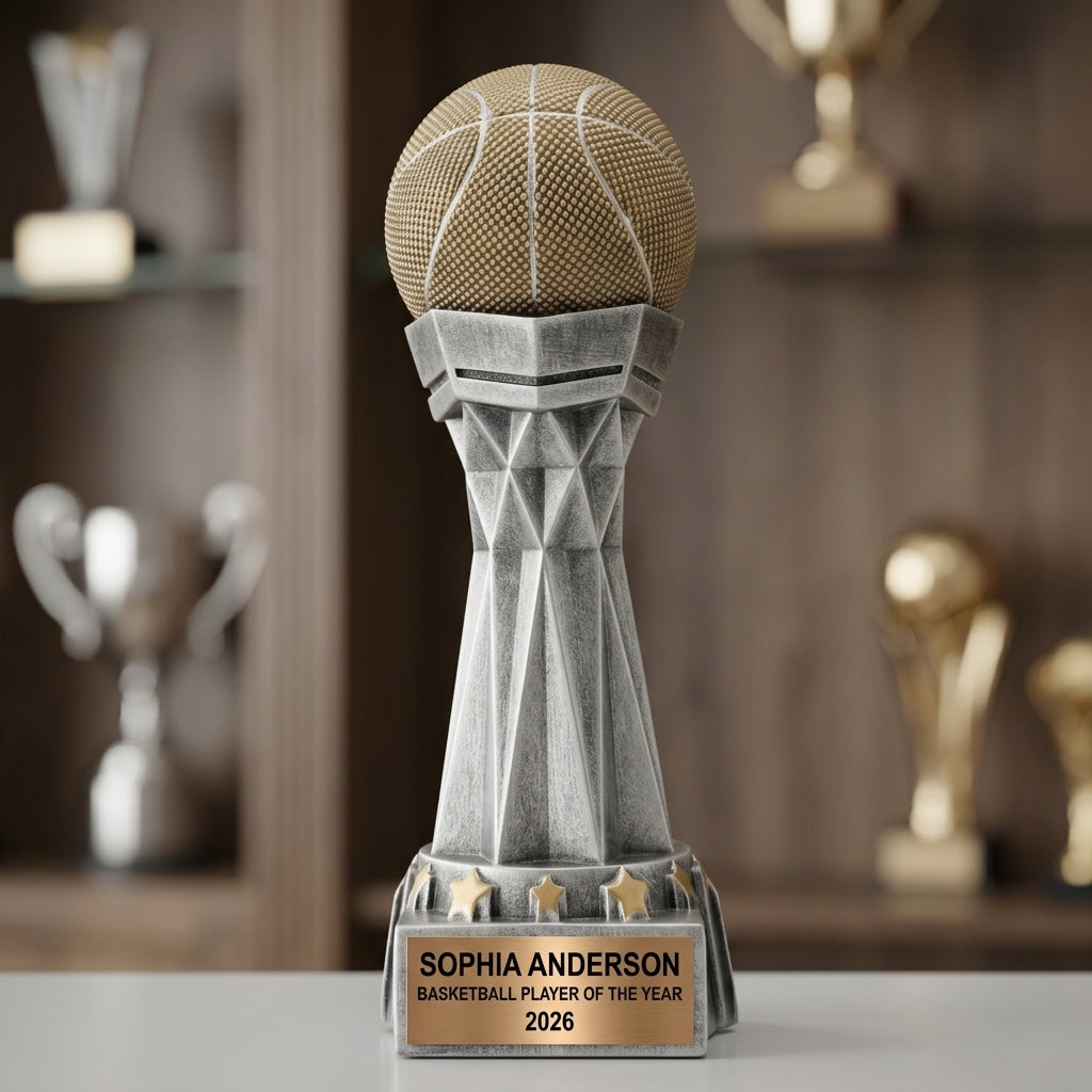 Basketball Award Trophy | Personalized | Custom Engraved Name Plate | Basketball Gift | Sports Award | Team Trophy - View 4
